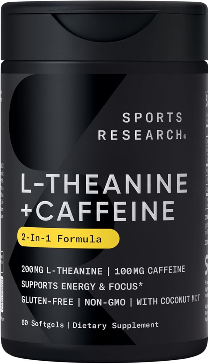 Sports Research L-Theanine + Caffeine Nootropic Supplement…