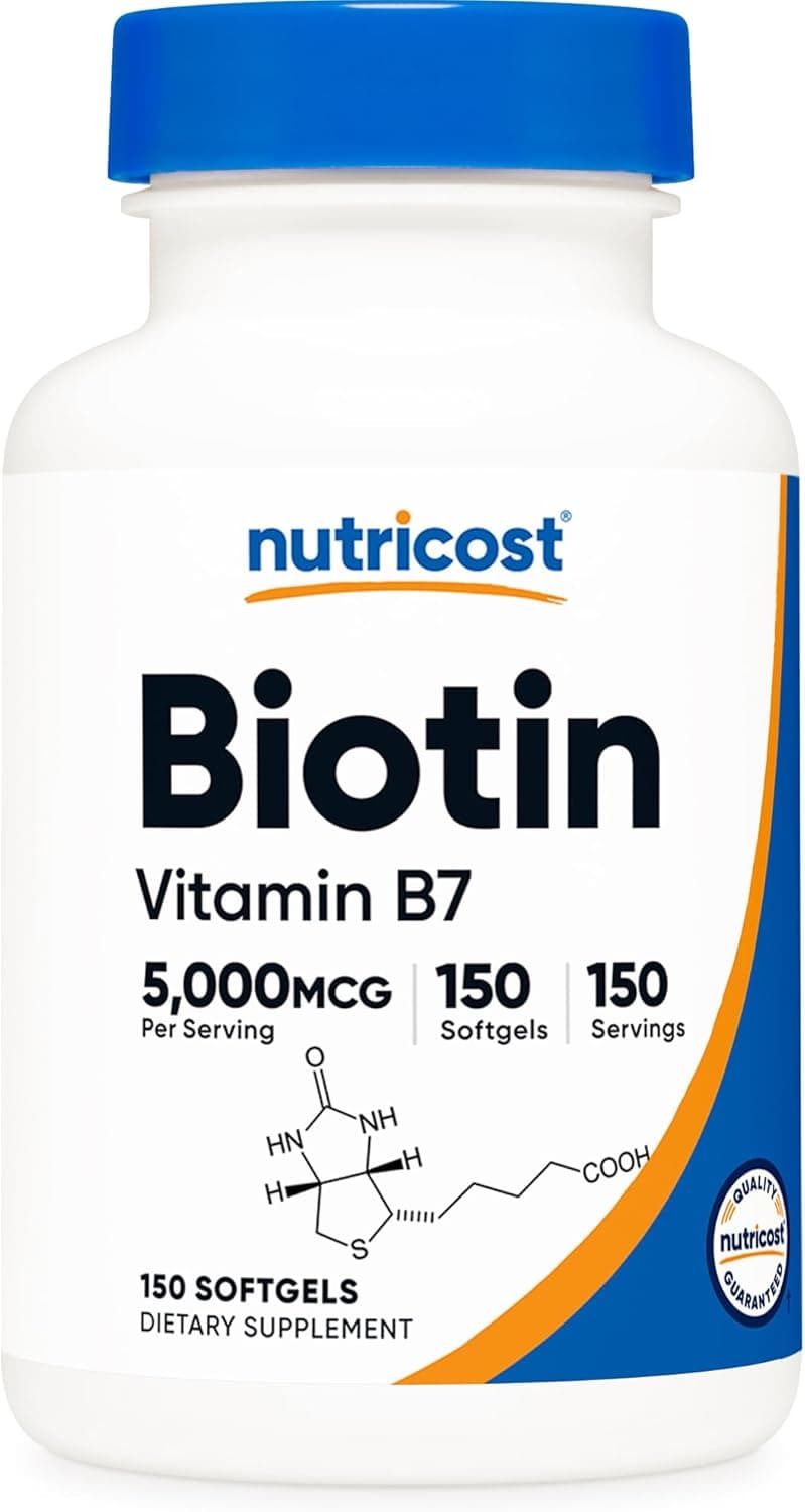Nutricost Biotin (5,000mcg) 150 Softgels - Vitamin B7 - Gluten…