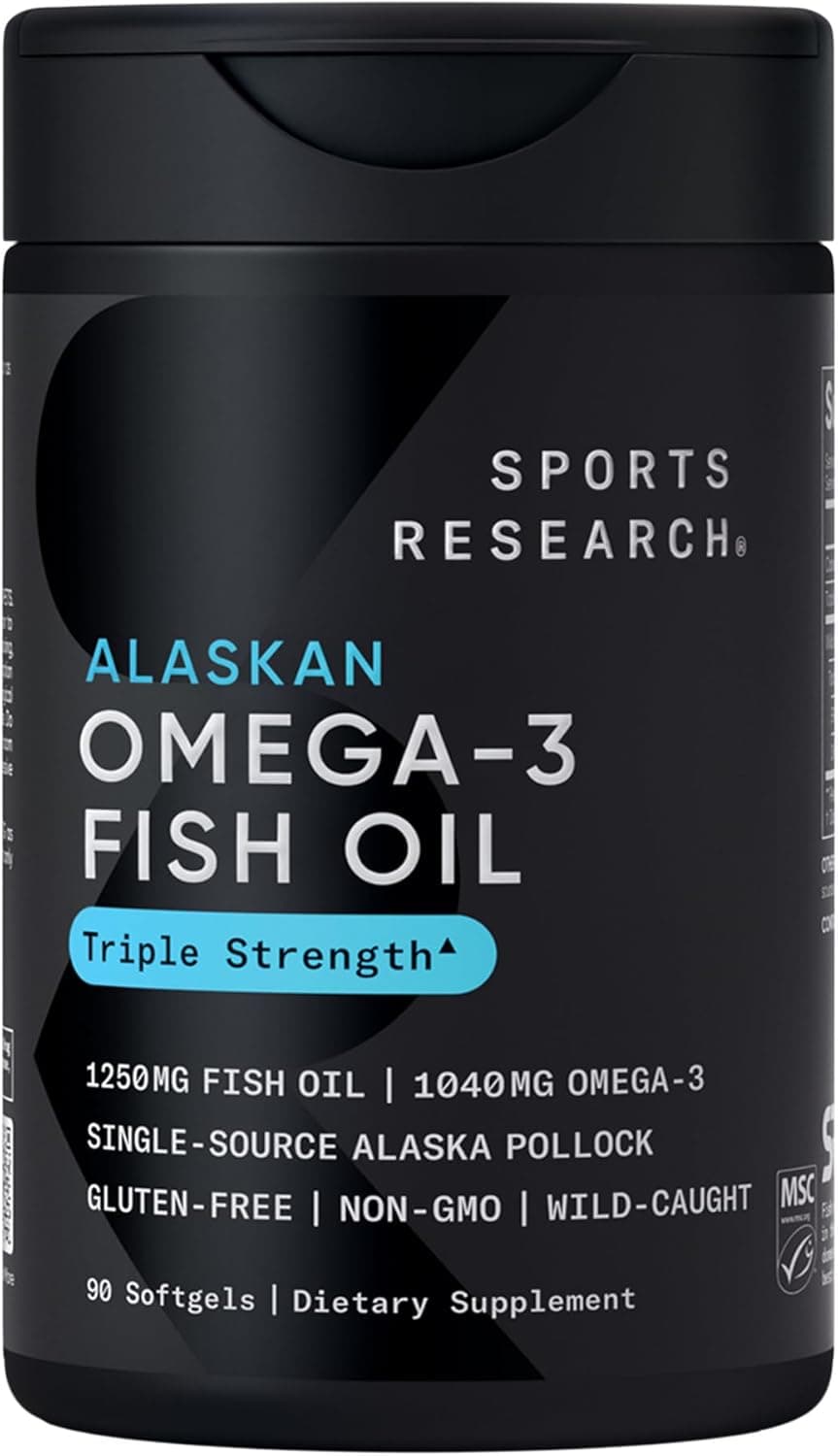 Sports Research® Omega-3 Fish Oil 1250mg from Wild Alaska…