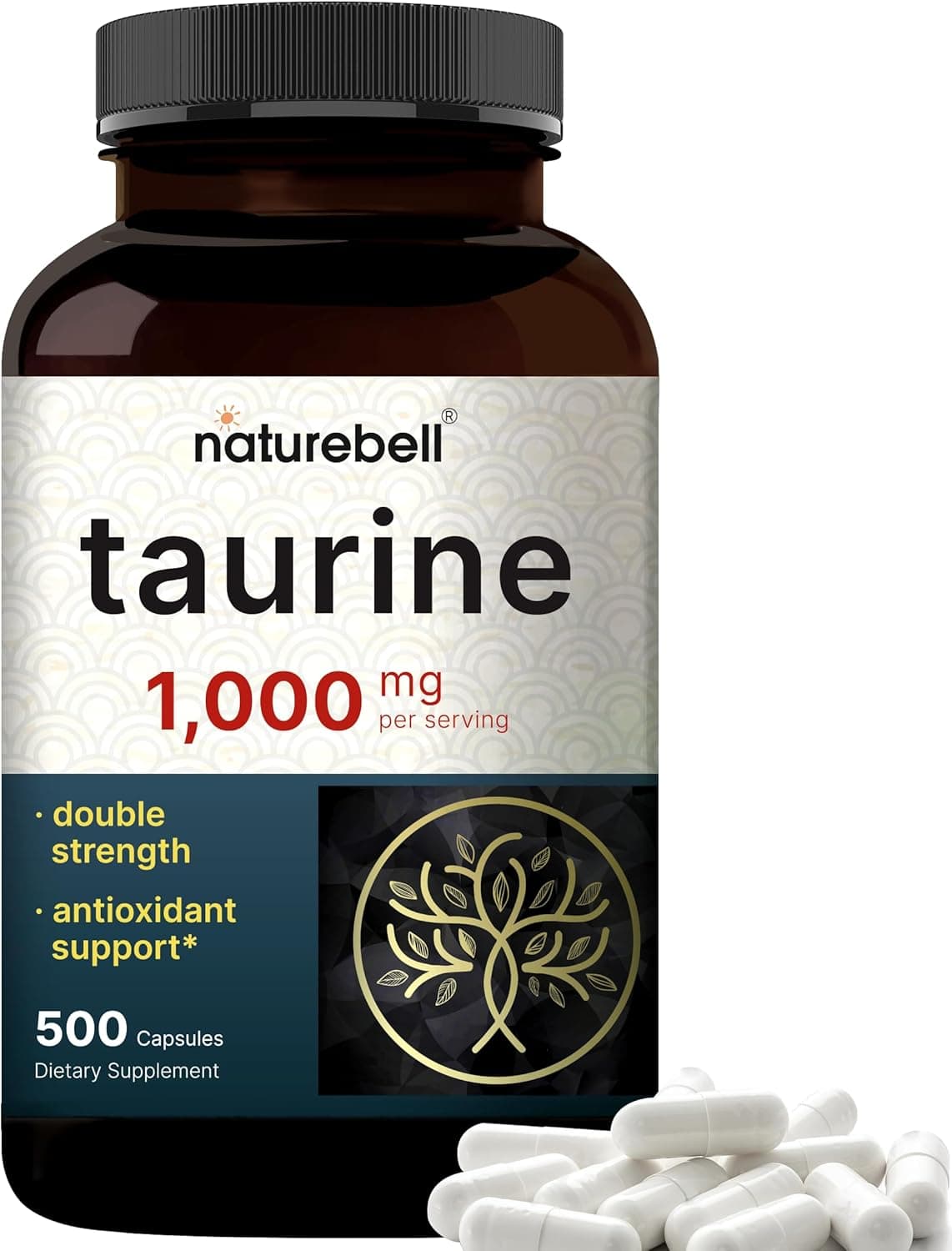 NatureBell Taurine 1,000mg Per Serving, 500 Capsules…