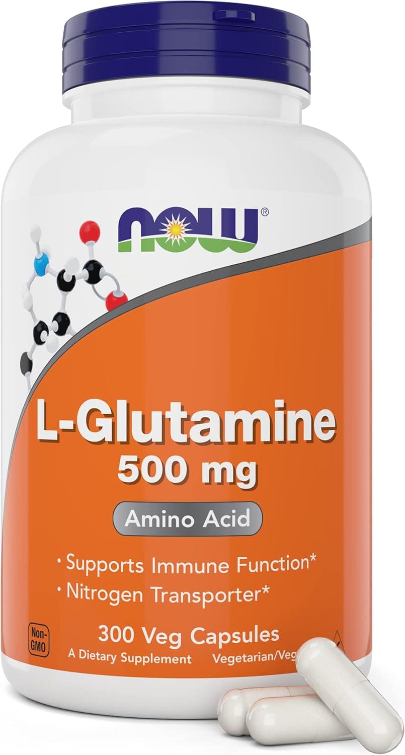 Now L-Glutamine 500mg 300 Veg Capsules - Non-GMO Supplement…