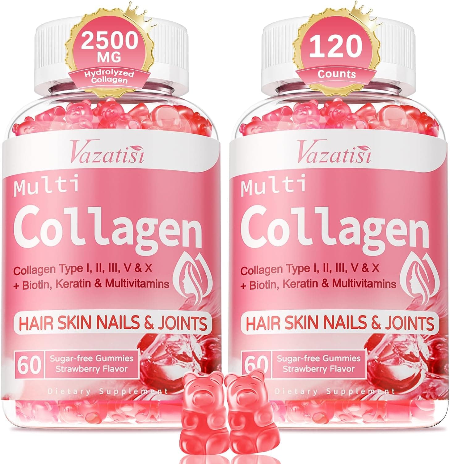 2 Pack Sugar Free Collagen Gummies for Women & Men…