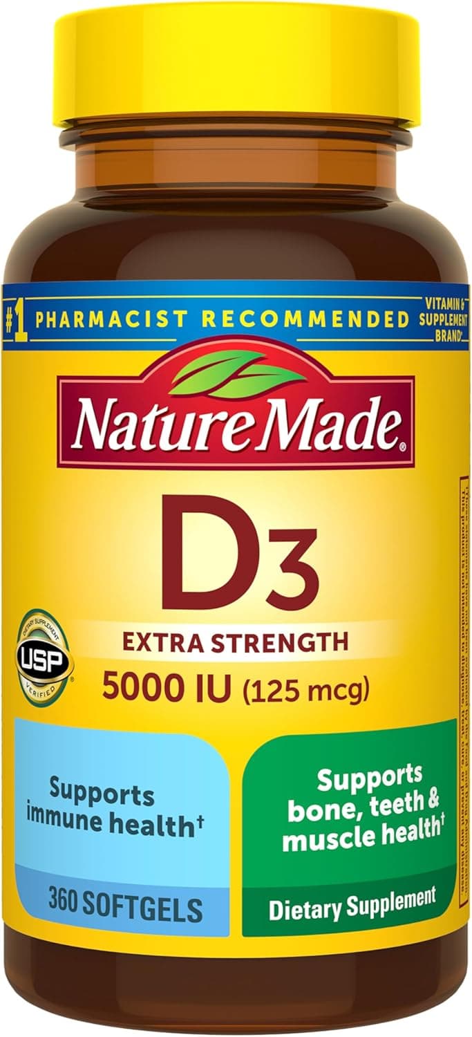 Nature Made Vitamin D3 5000 IU (125 mcg) Softgels