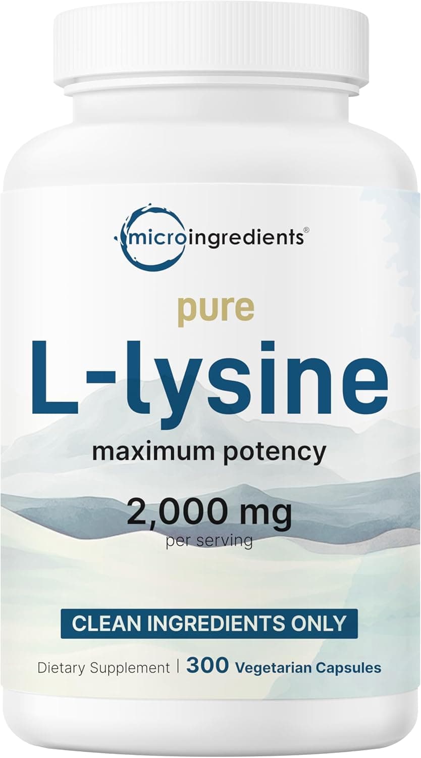 Pure L-Lysine 2,000mg, 300 Veggie Capsules | Maximum Potency…