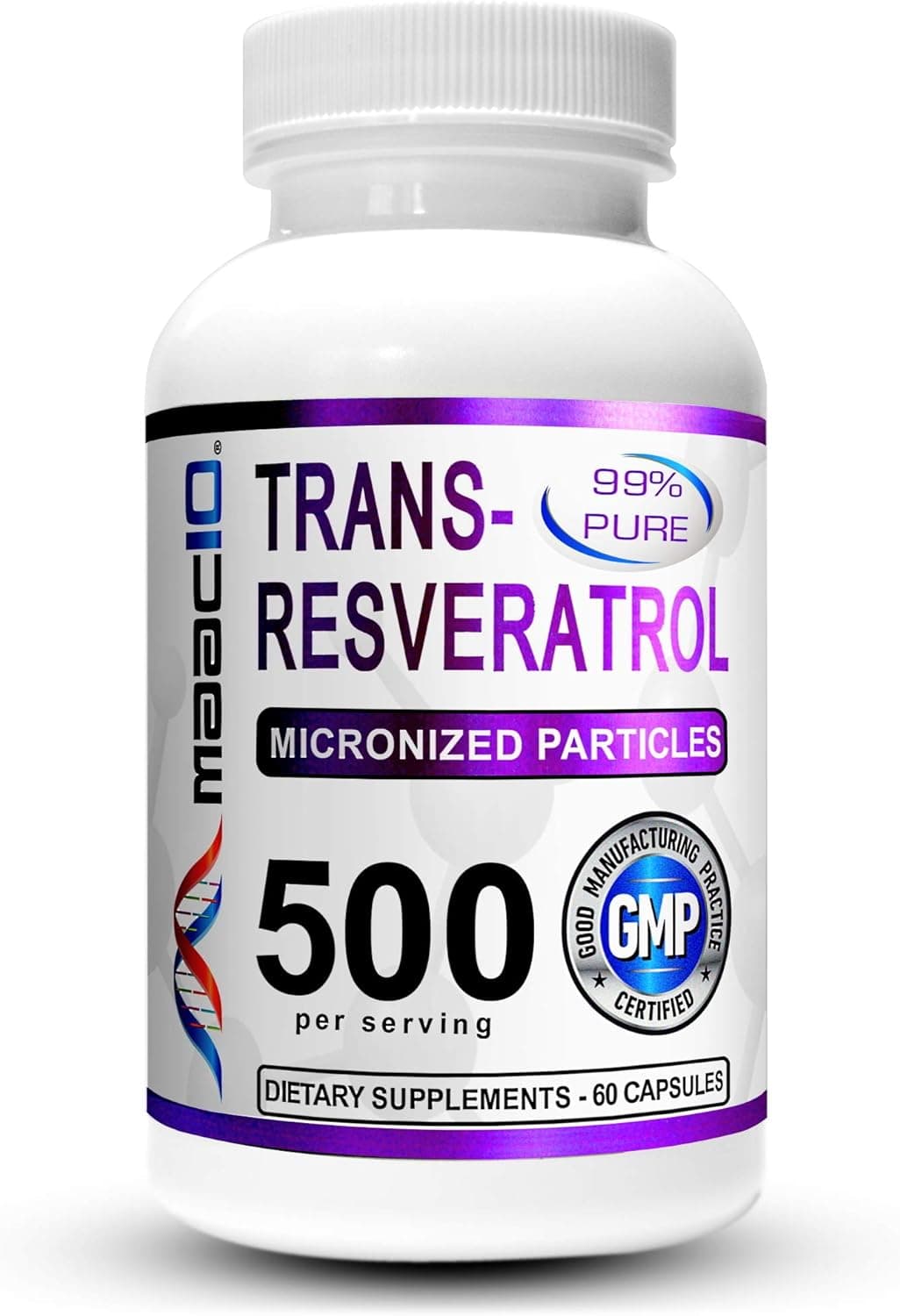 MAAC10 Trans Resveratrol 500mg Supplement (Micronized…
