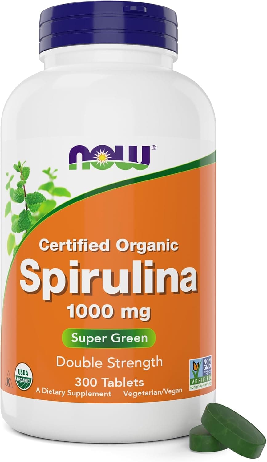 NOW Foods Organic Spirulina 1000mg Tablets - 300 Count…