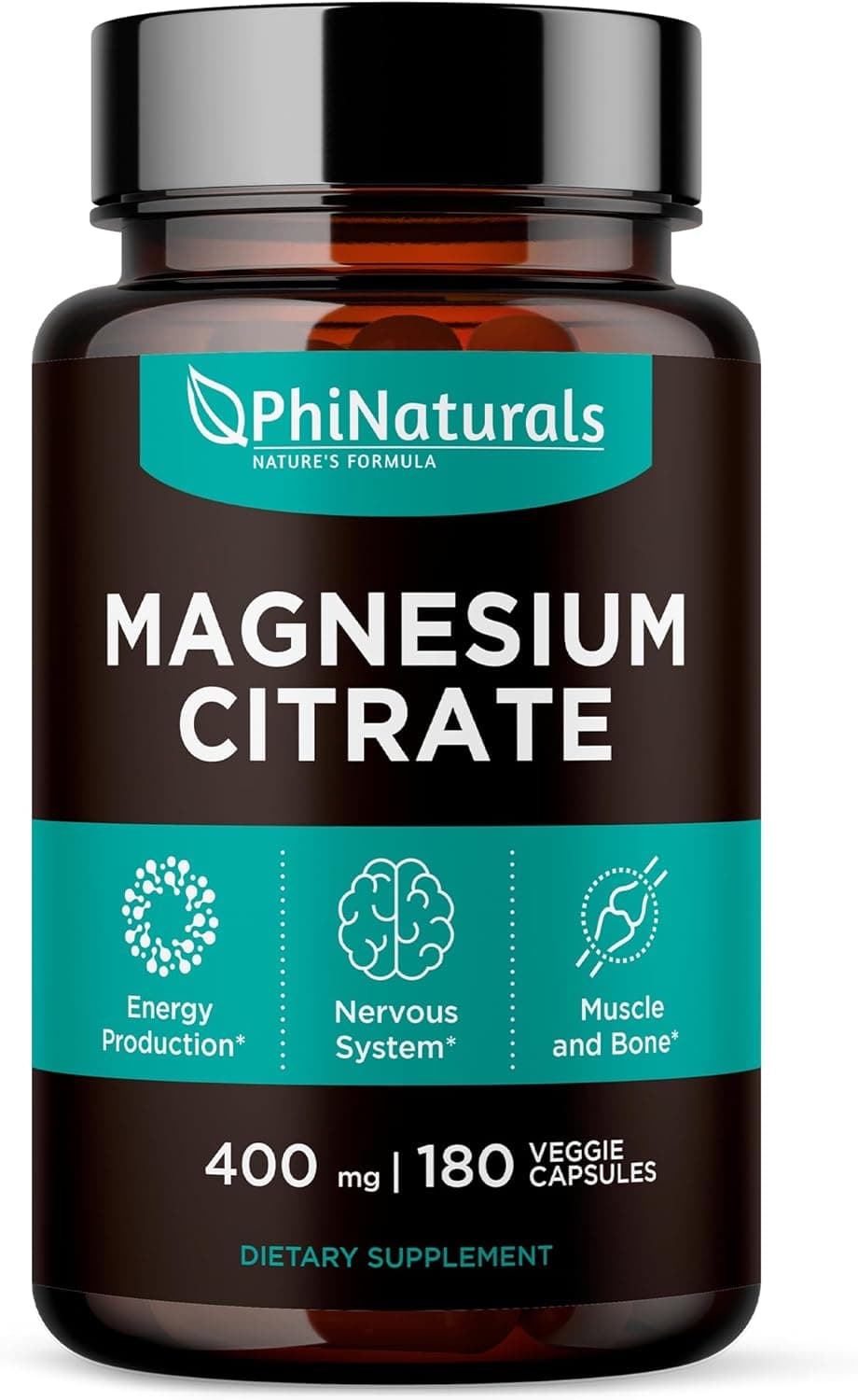Magnesium Citrate Powder Capsules 400mg - 180 Count Veg Caps…