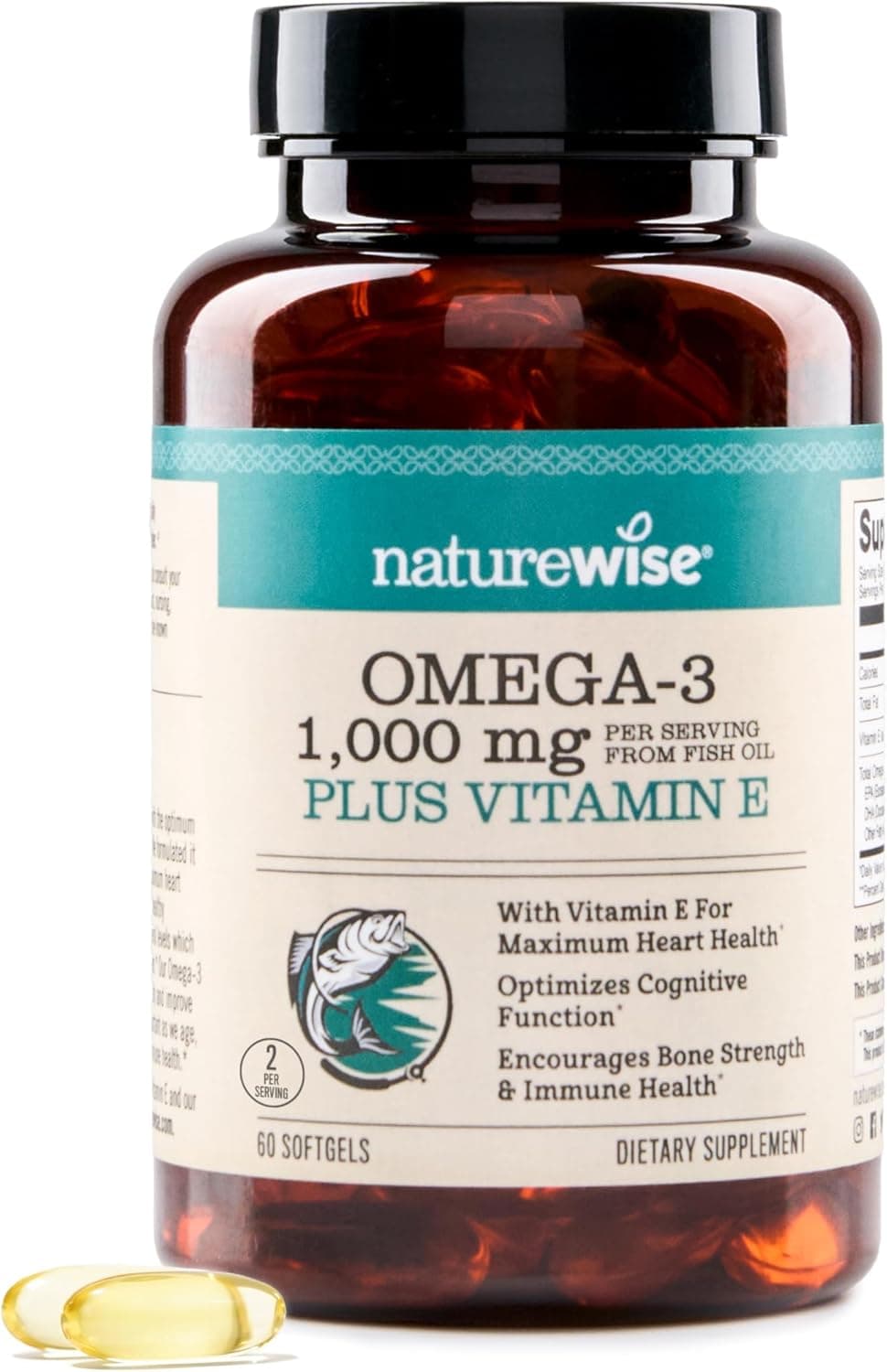 NatureWise Extra-Strength Omega 3 Fish Oil Supplement - 1000mg…