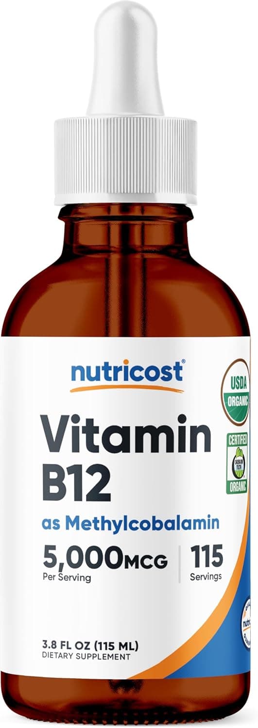 Nutricost Organic Vitamin B12 (Methylcobalamin) Liquid Drops…