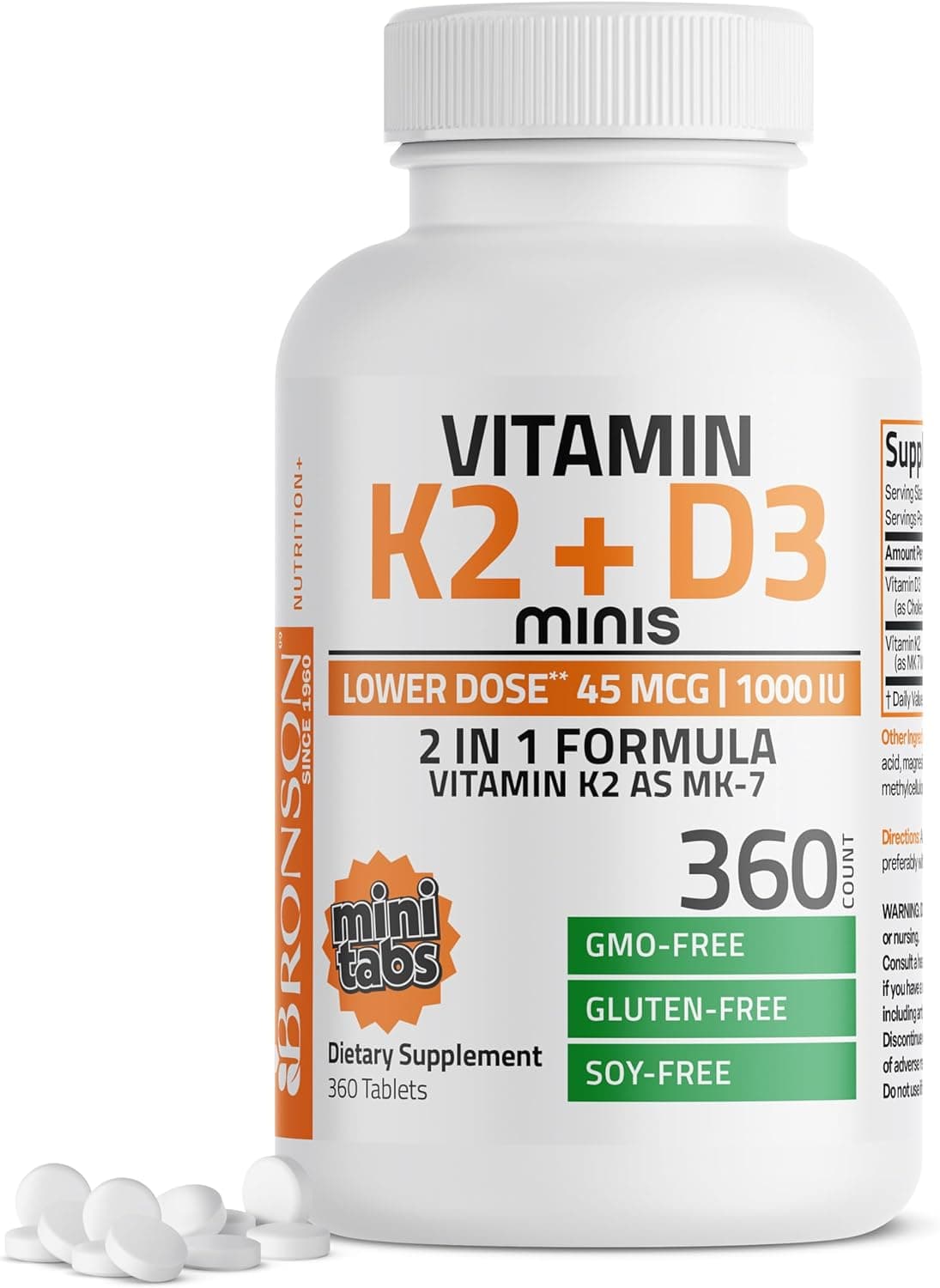 Vitamin K2 (MK7) with D3 Lower Dose 45mcg Vitamin K2 & 1000 IU Vitamin…