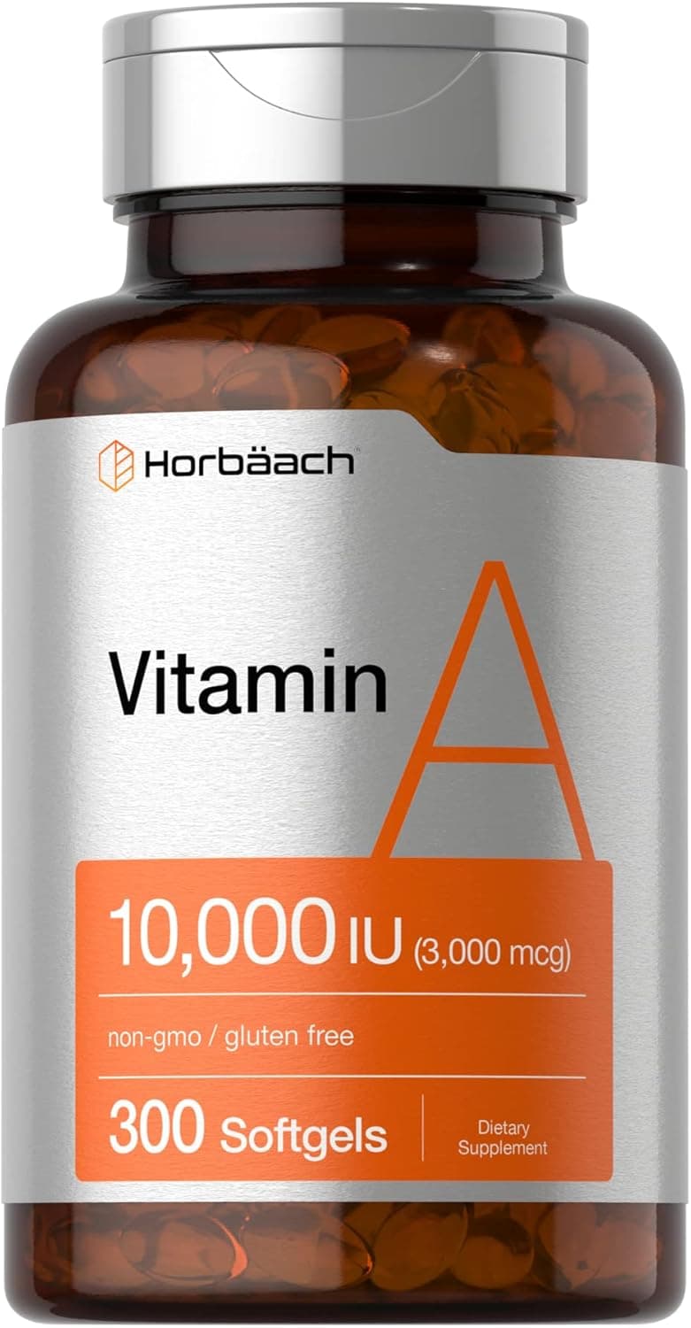 Horbaach Vitamin A 10000 IU Softgels | 300 Count | Non-GMO