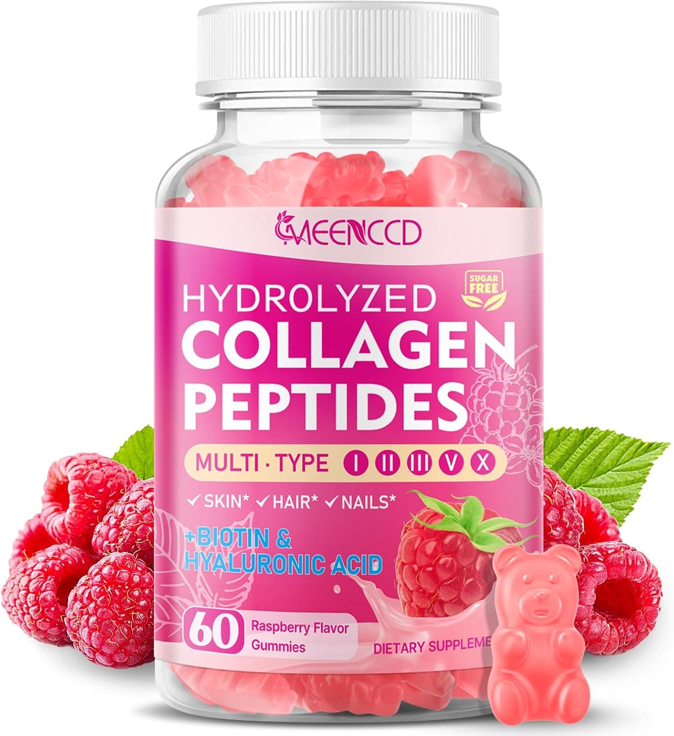 MEENCCD Hydrolyzed Collagen Peptides Gummies for Women & Men
