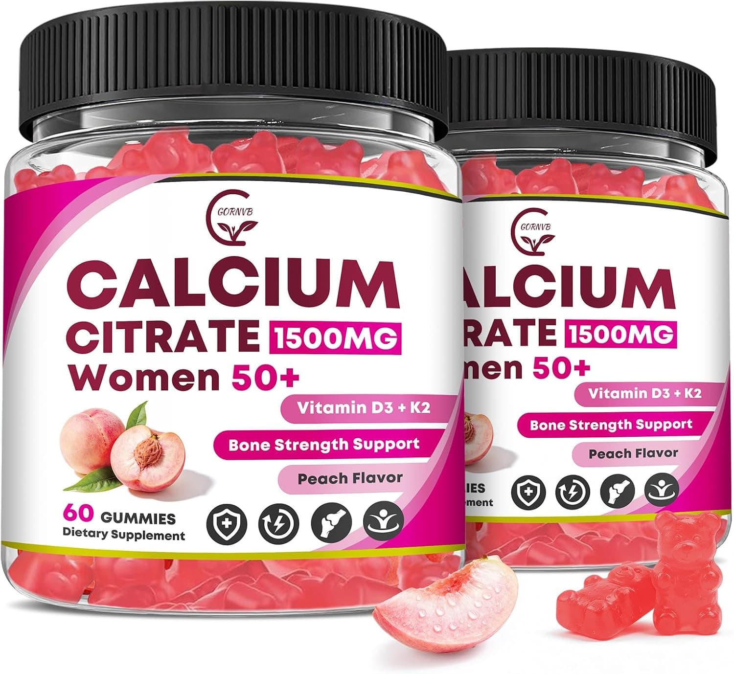 (2 Pack) Calcium Citrate 1500 mg with Vitamin D3 Gummies…