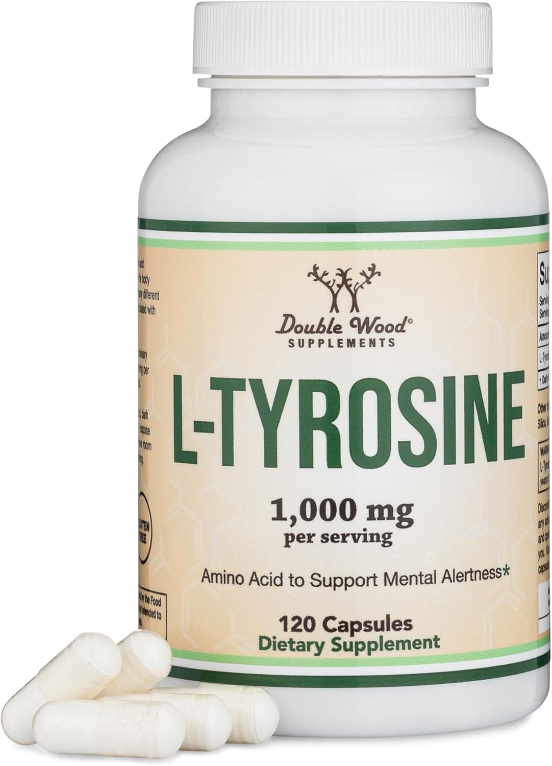 L-Tyrosine 1,000mg per Serving, 120 Veggie Capsules (L…