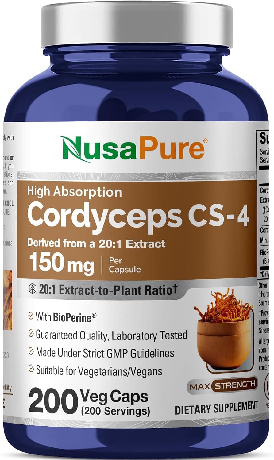 Cordyceps CS-4, Non-GMO, Vegan, 150mg, 200 Veg Capsules - 200…