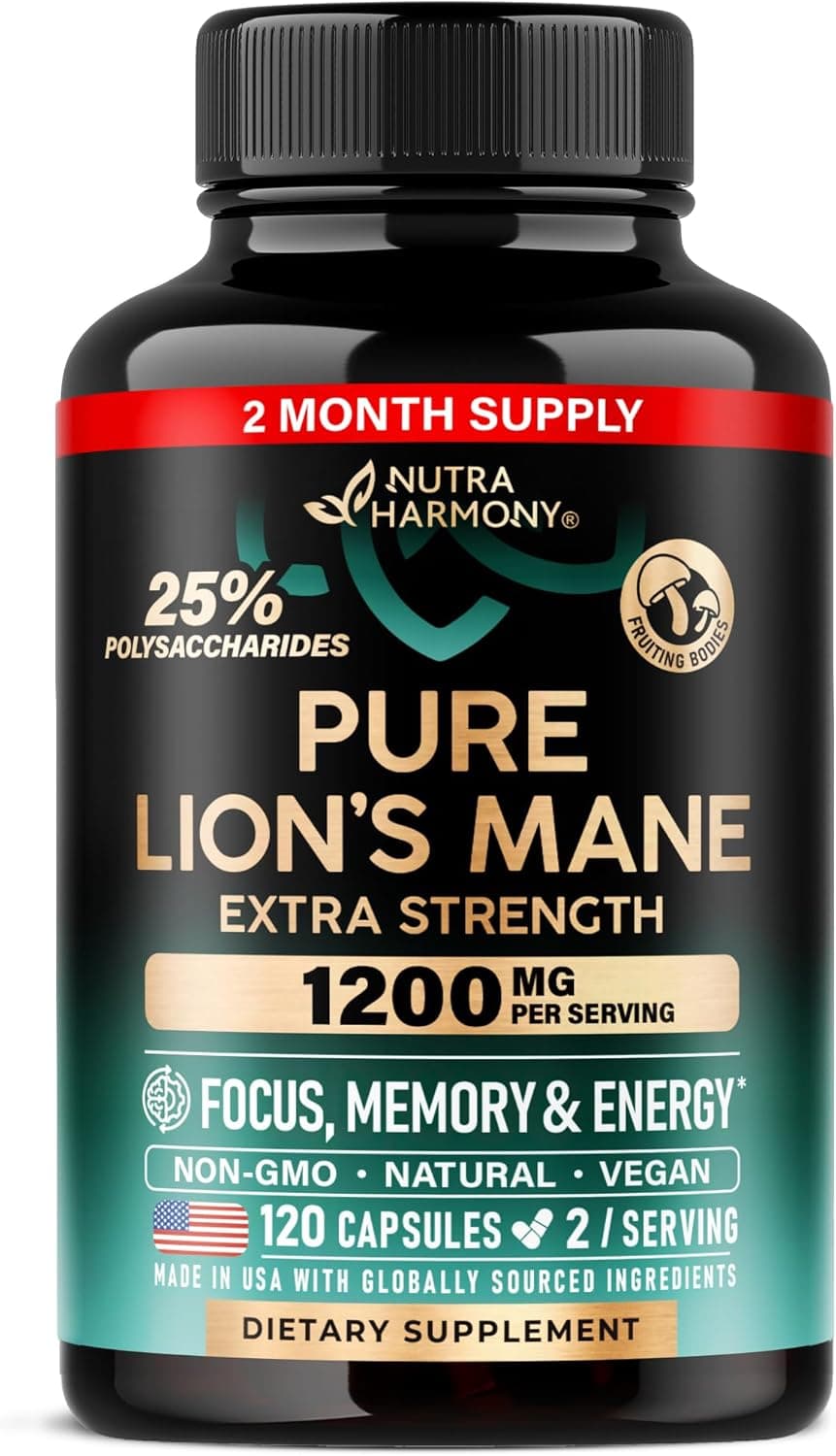 Lions Mane Supplement Capsules - Organic Lions Mane 1200 mg