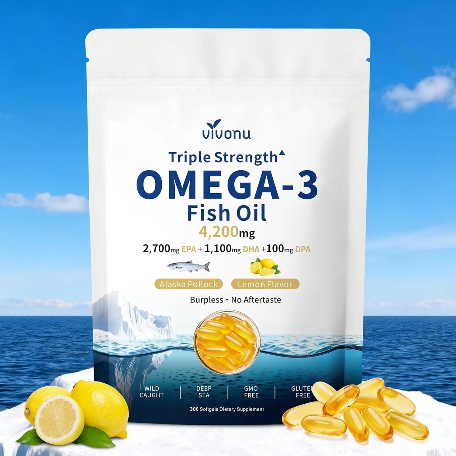 VivoNu Triple Strength Omega 3 Fish Oil - 4200mg