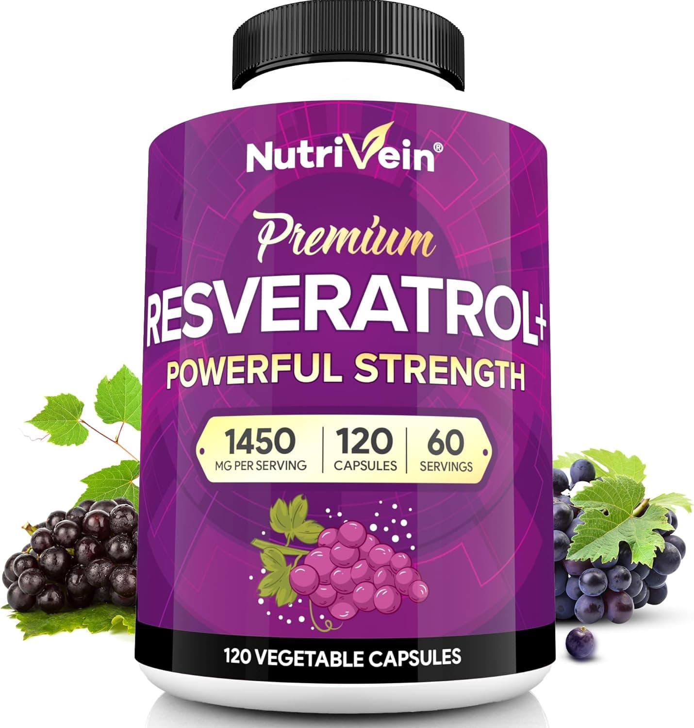 Nutrivein Resveratrol Supplement 1450 mg with Green Tea & Acai…