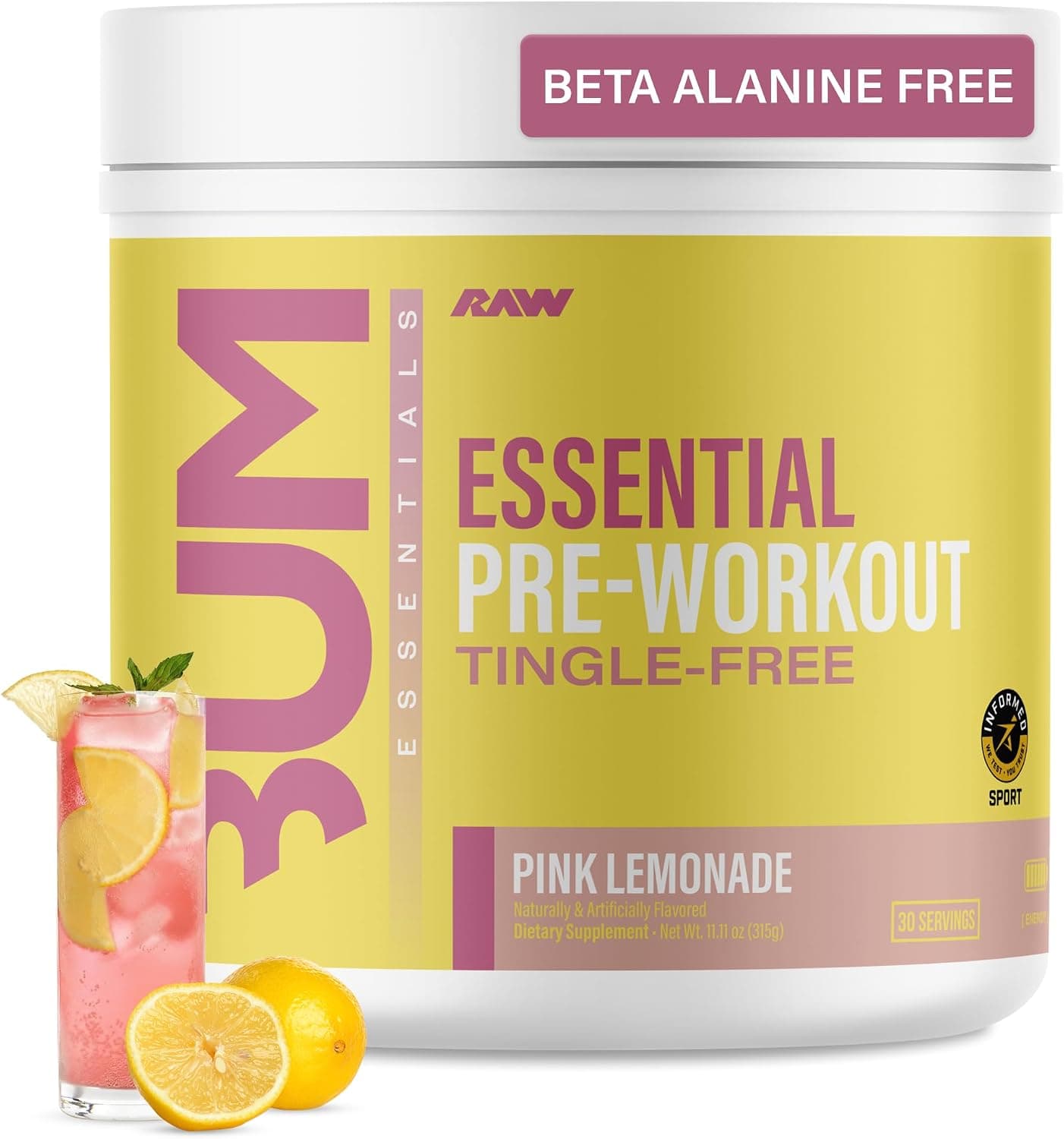 RAW Essential Tingle-Free Pre Workout Powder - Preworkout…