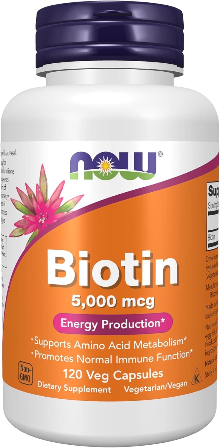 NOW Foods by Now Biotin Energy Production 5000 mcg- 120 Vcaps