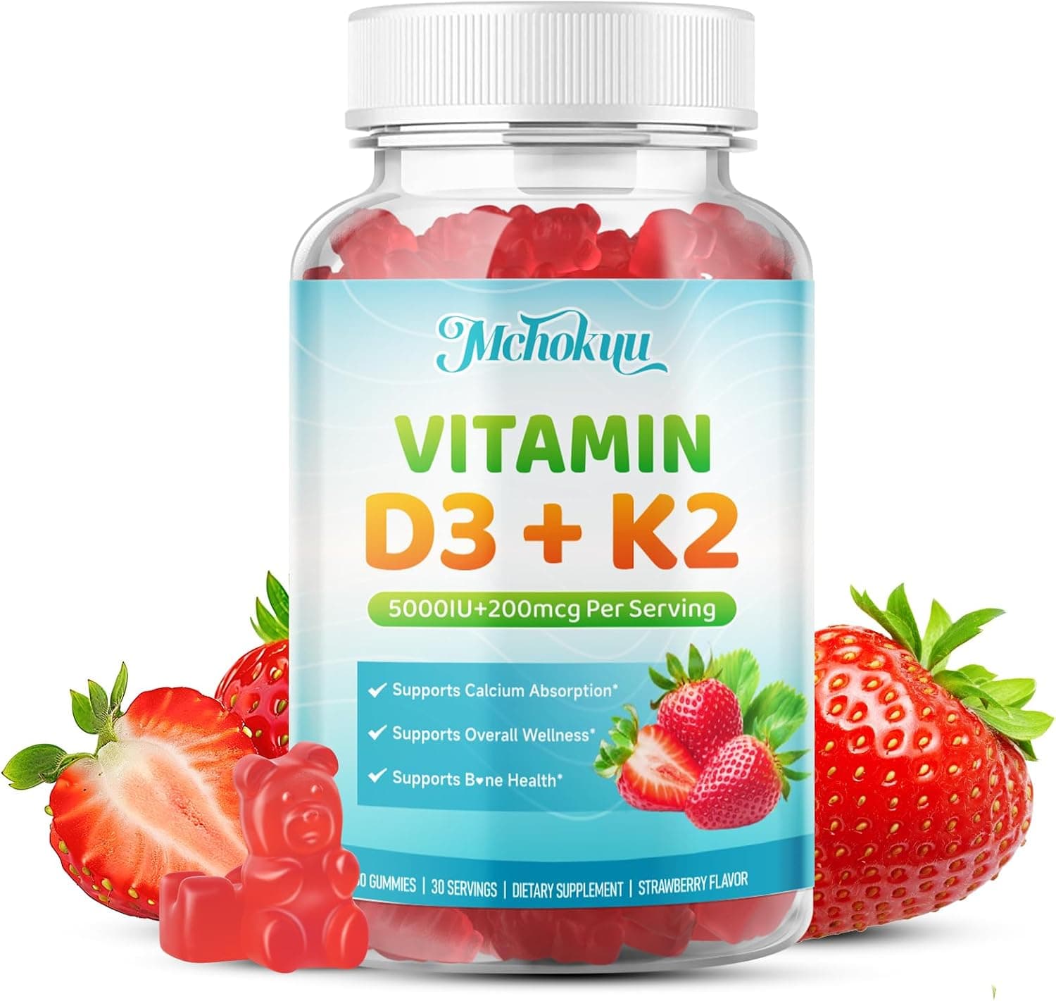 Vitamin D3 K2 Gummies with Calcium – Bone & Immune Support