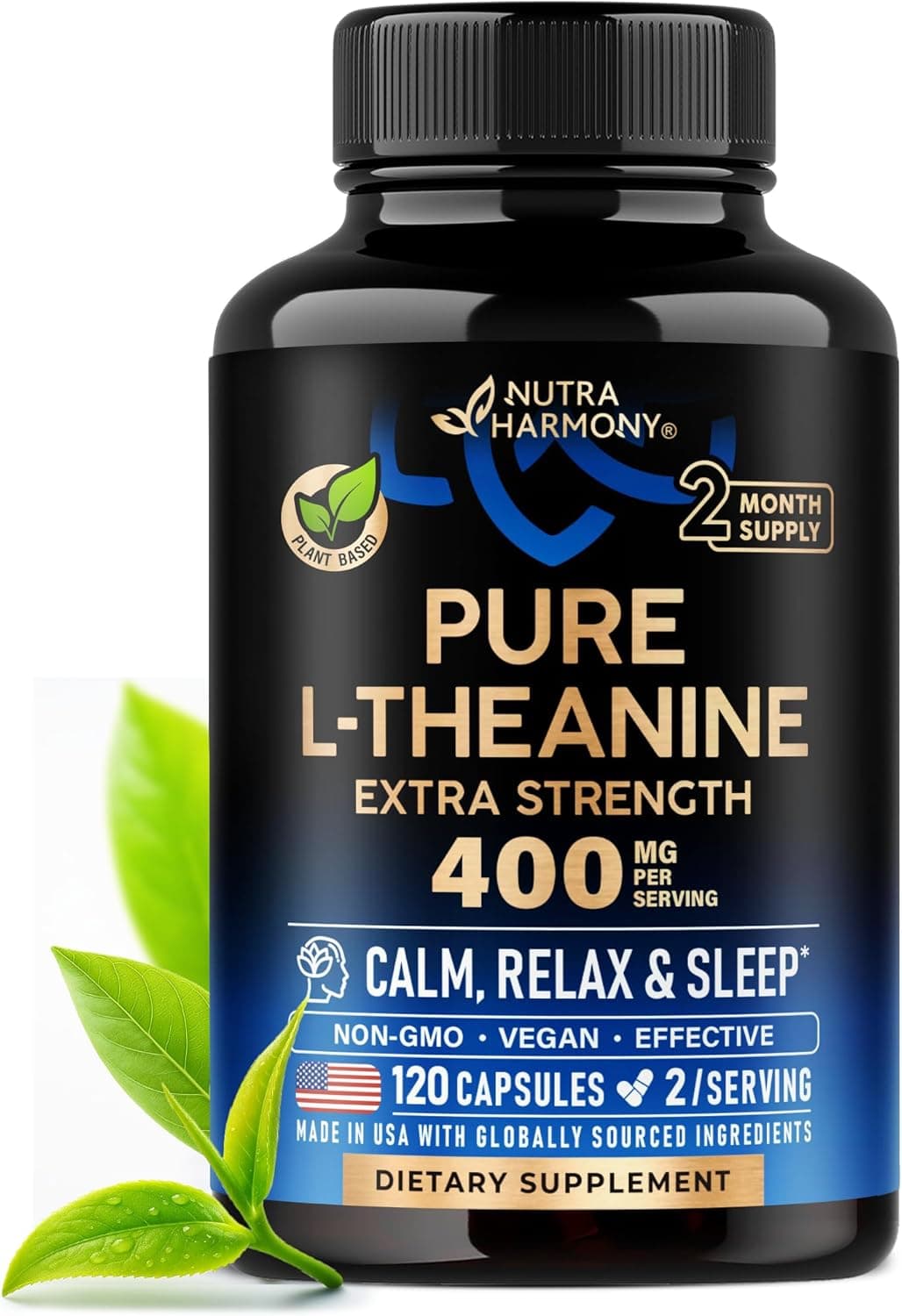 L Theanine 400 mg | L-Theanine Stress Relief | Extra Strength…
