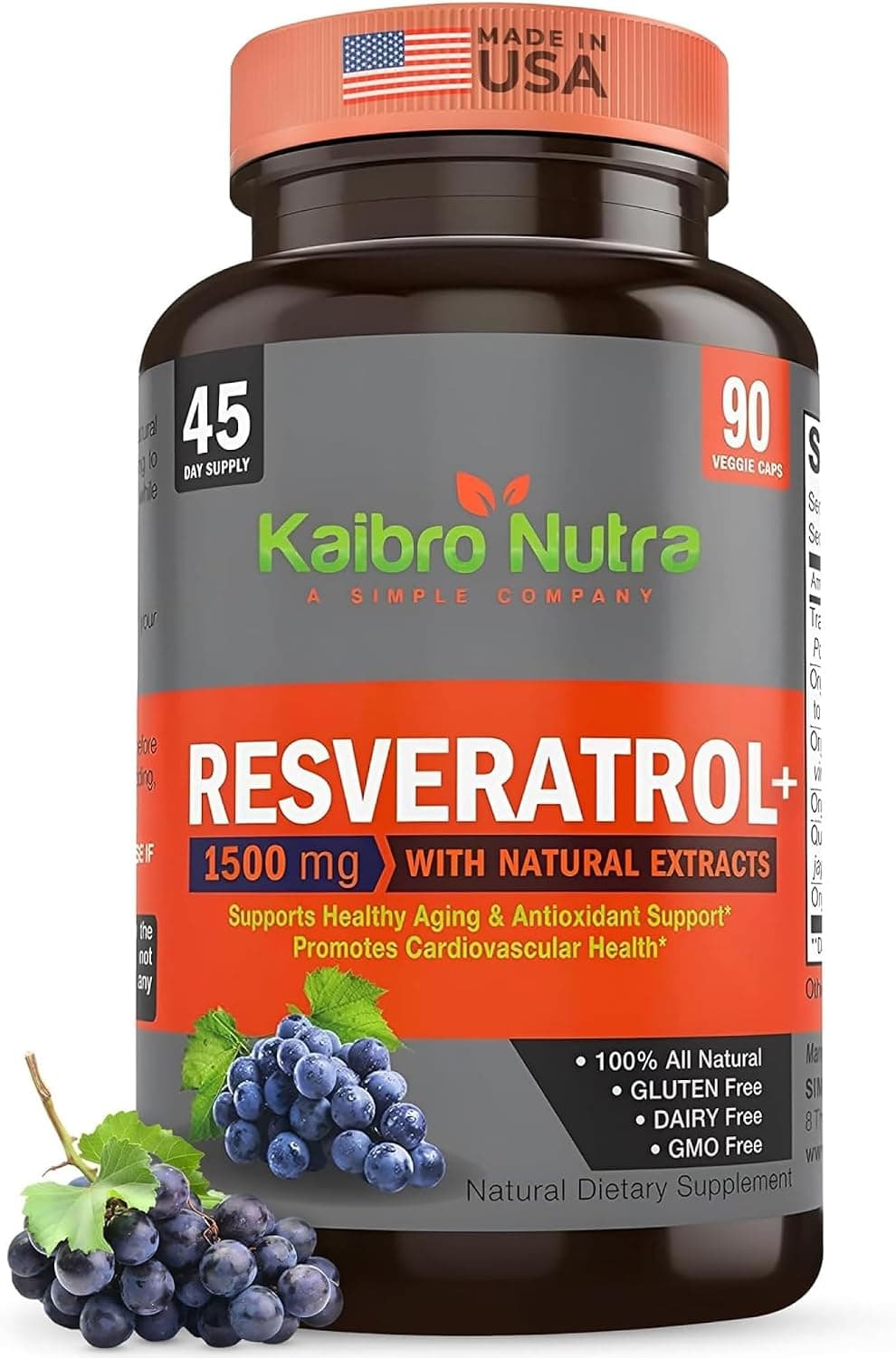 Kaibro Nutra Resveratrol Supplement 1500mg | Trans Resveratrol…