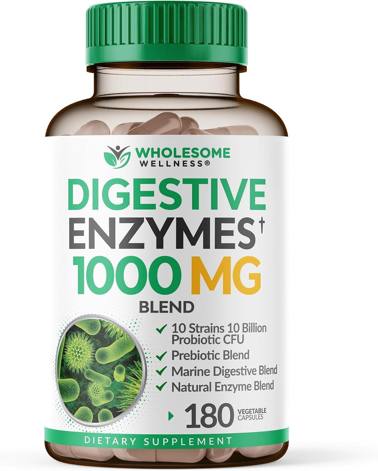 Wholesome Wellness Digestive Enzymes 1000MG Plus Prebiotics…