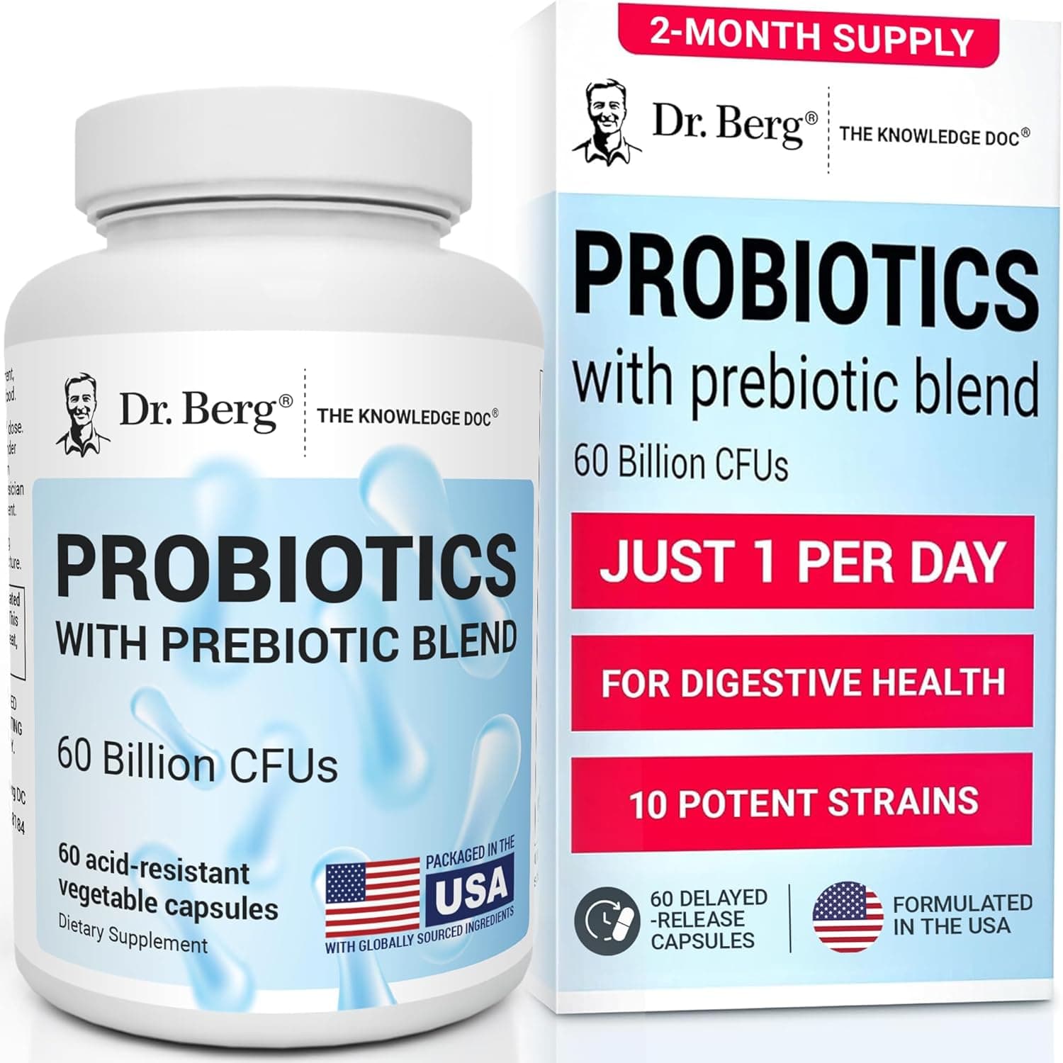 Dr. Berg Probiotic Supplement (60 Billion CFUs) - Helps Ease…