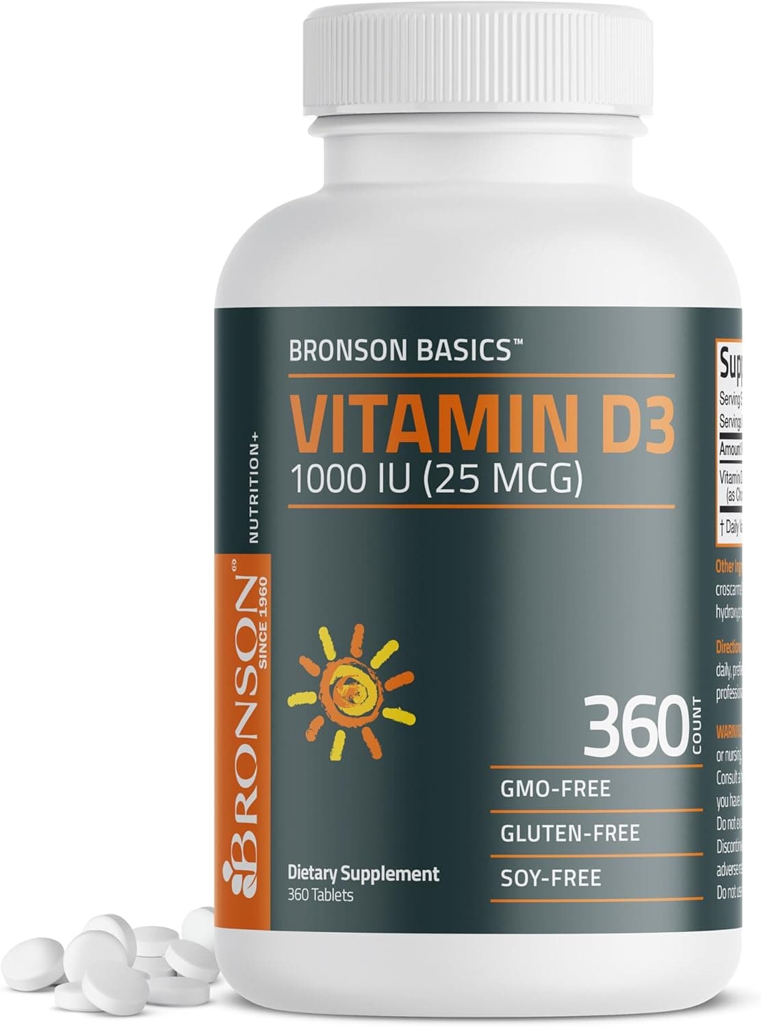 Bronson Vitamin D3 1000 IU (25mcg) Low Dose Vitamin D