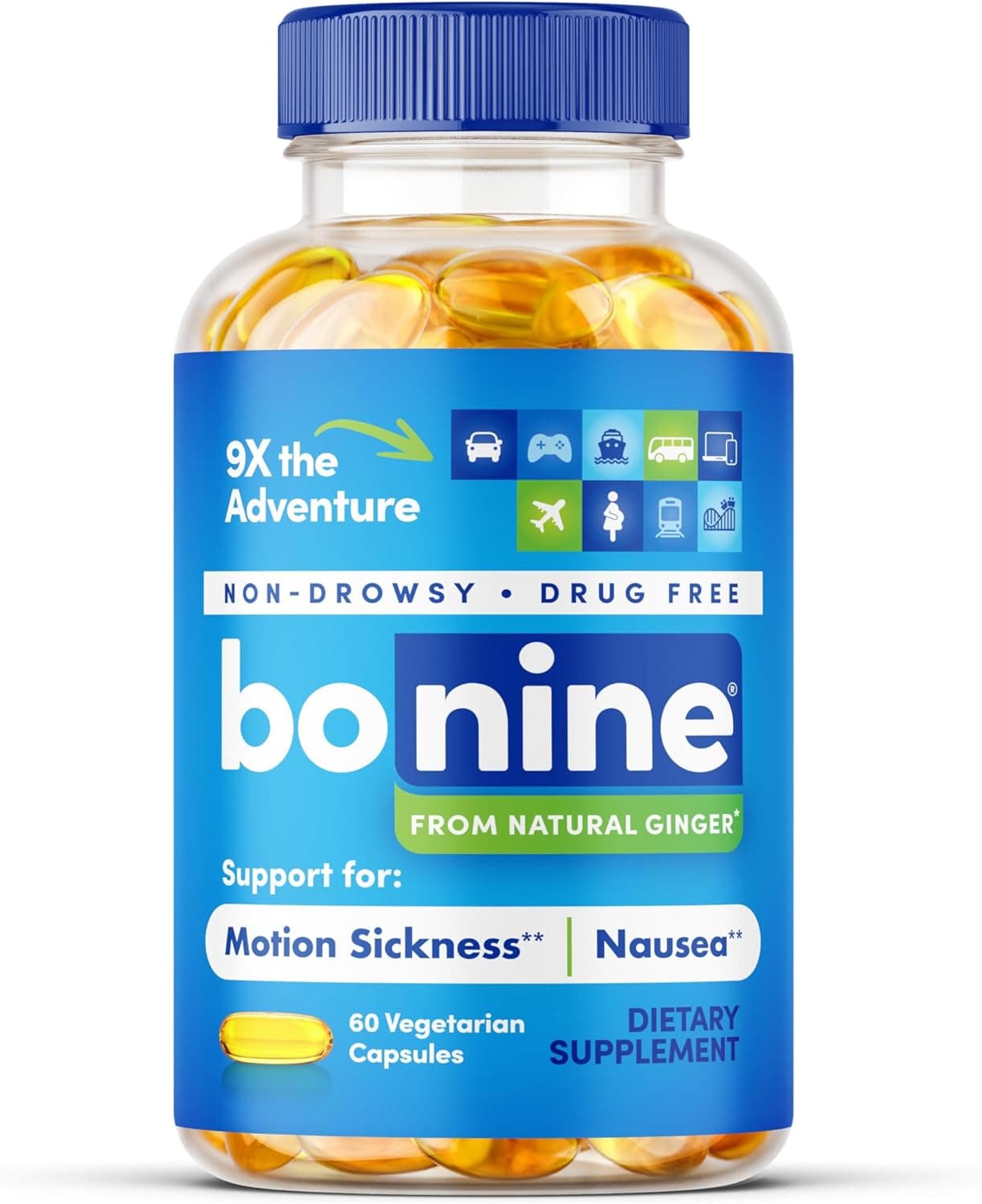Bonine Ginger Root Extract Liquid Capsules - Non-Drowsy Motion…