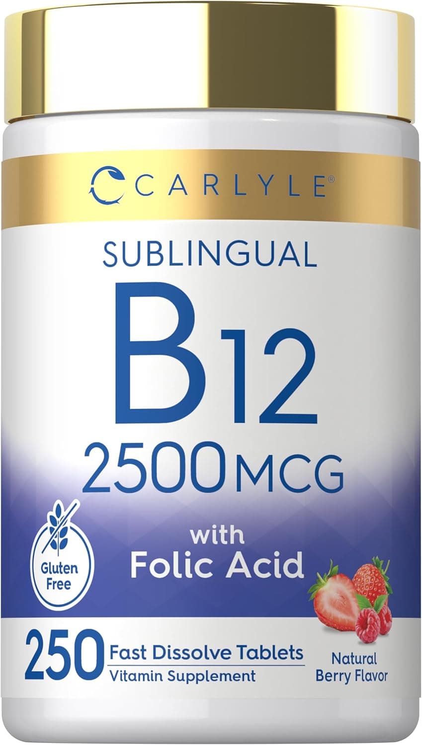 Carlyle Vitamin B12 Sublingual 2500 mcg | 250 Fast Dissolve…