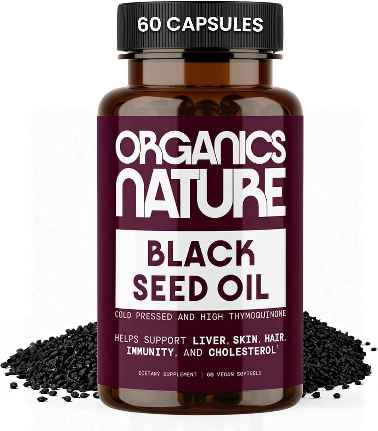 ORGANICS NATURE Black Seed Oil Capsules 1000mg – 60 Cold…
