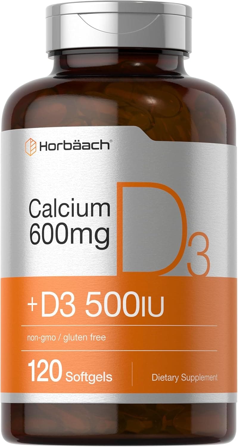 Horbäach Calcium Supplement with Vitamin D3 | 600 mg | 120…