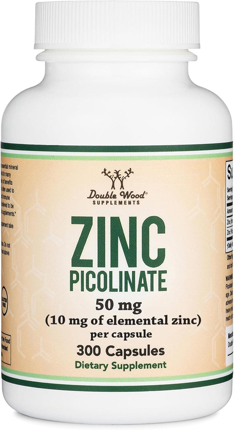 Zinc Picolinate 50mg, 10mg Elemental Zinc, Immune + Skin, 300…