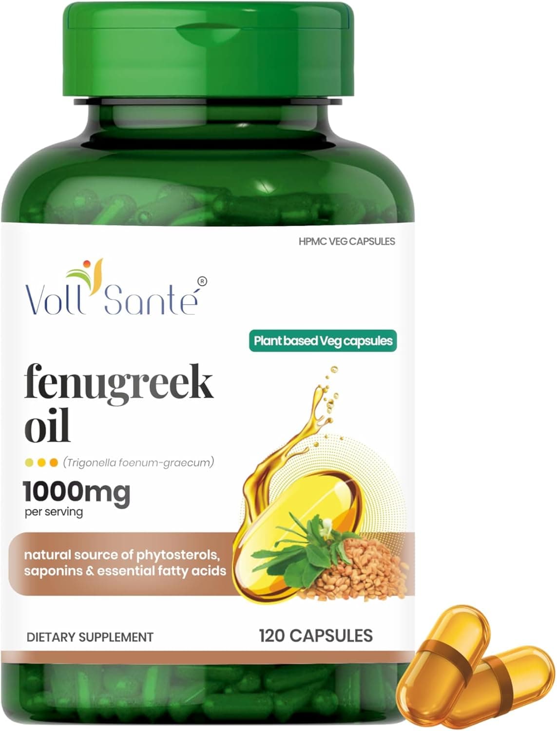 VOLL Sante Fenugreek Seed Oil Capsule—1000 mg Per Serving…