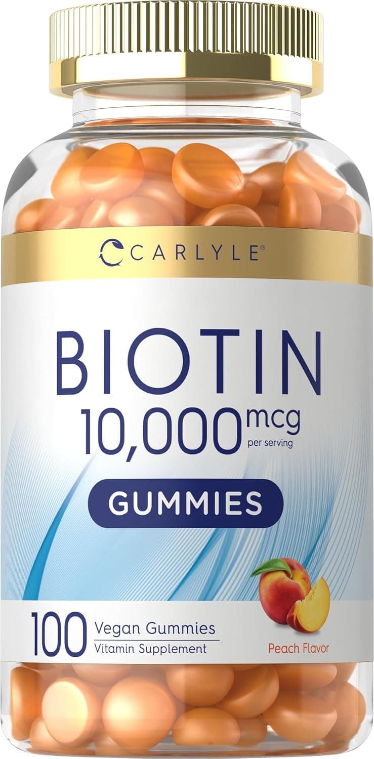 Carlyle Biotin 10000mcg Gummies | 100 Count | Peach Flavor…