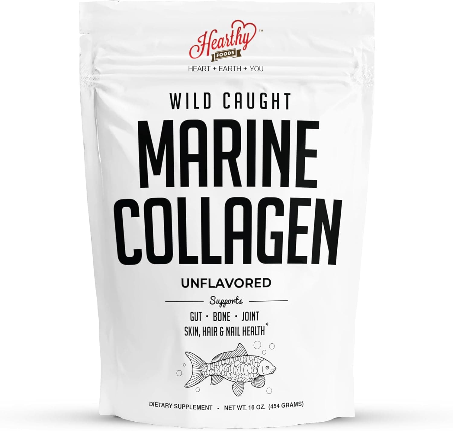 HEARTHY FOODS Marine Collagen Powder 16 Oz - Sourced…
