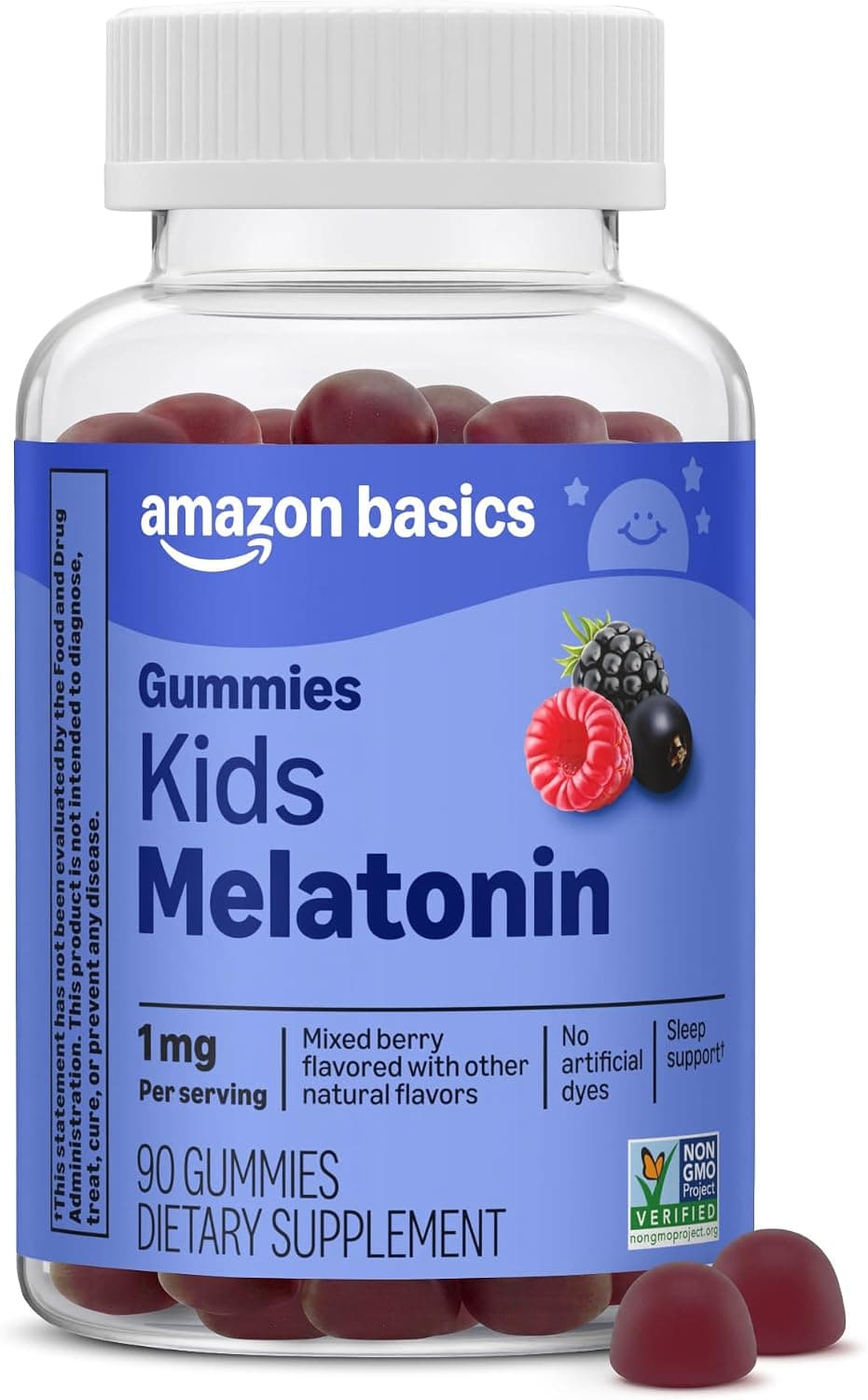 Amazon Basics Kids Melatonin 1 mg Dietary Supplement Gummies…