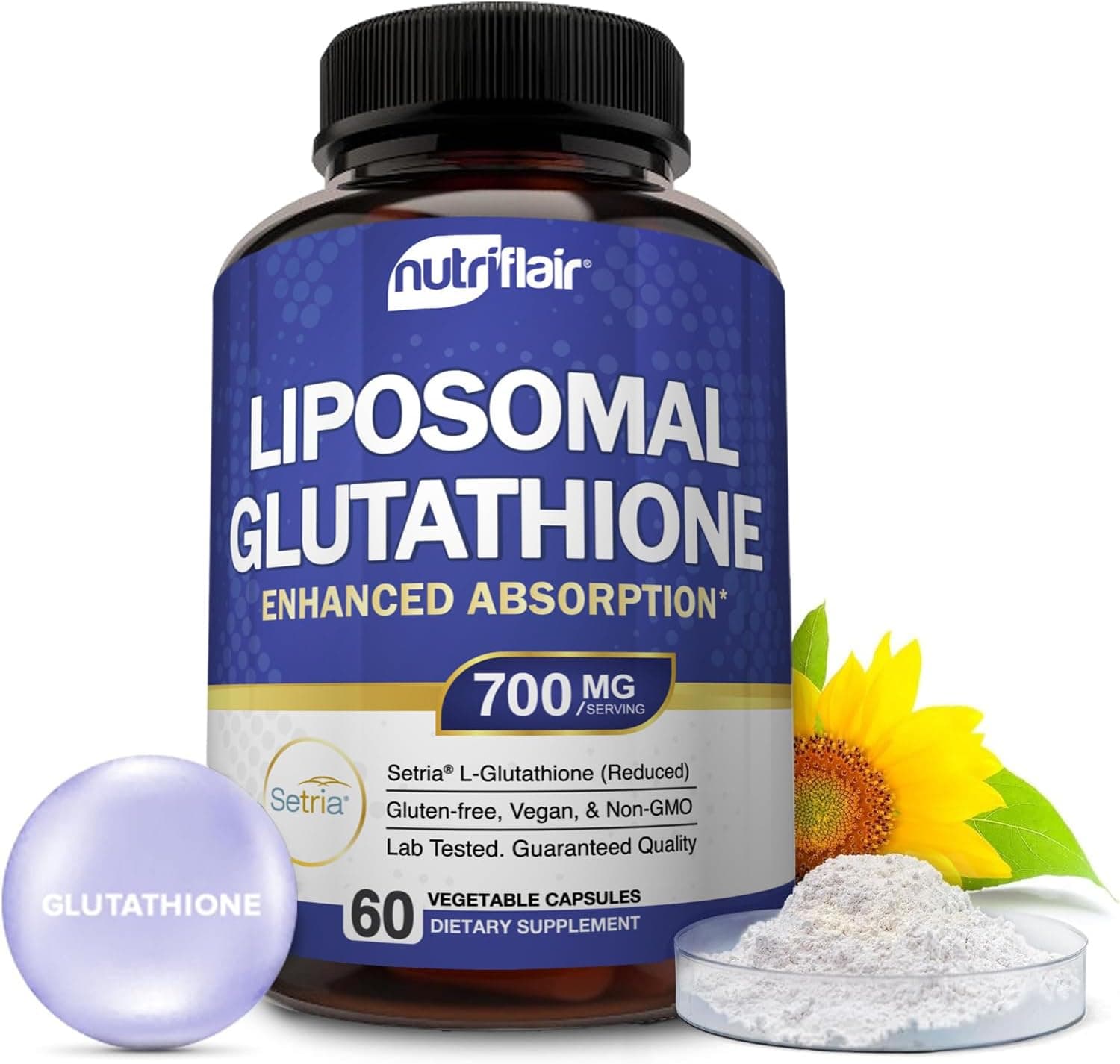 NutriFlair Liposomal Glutathione Supplement 700mg – Setria®…