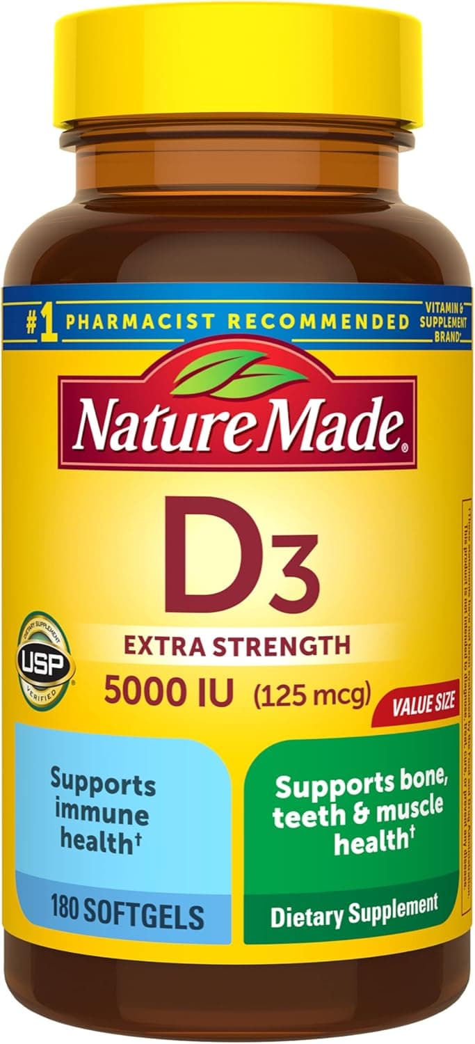 Nature Made Vitamin D3 5000 IU (125 mcg) Softgels
