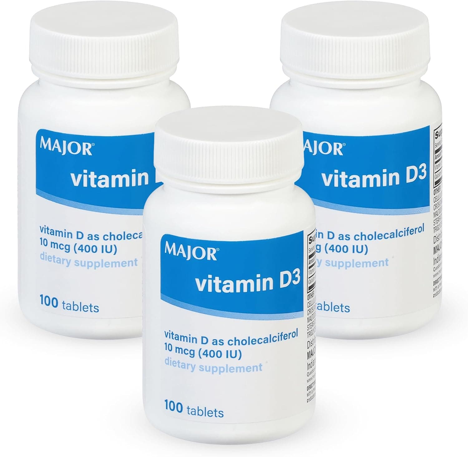 MAJOR Vitamin D3 10mcg (400 IU) - Contains 25mg of Calcium…