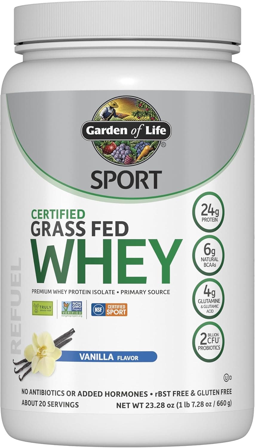 Garden of Life Sport Grass Fed Whey Protein Powder – 24g Whey…
