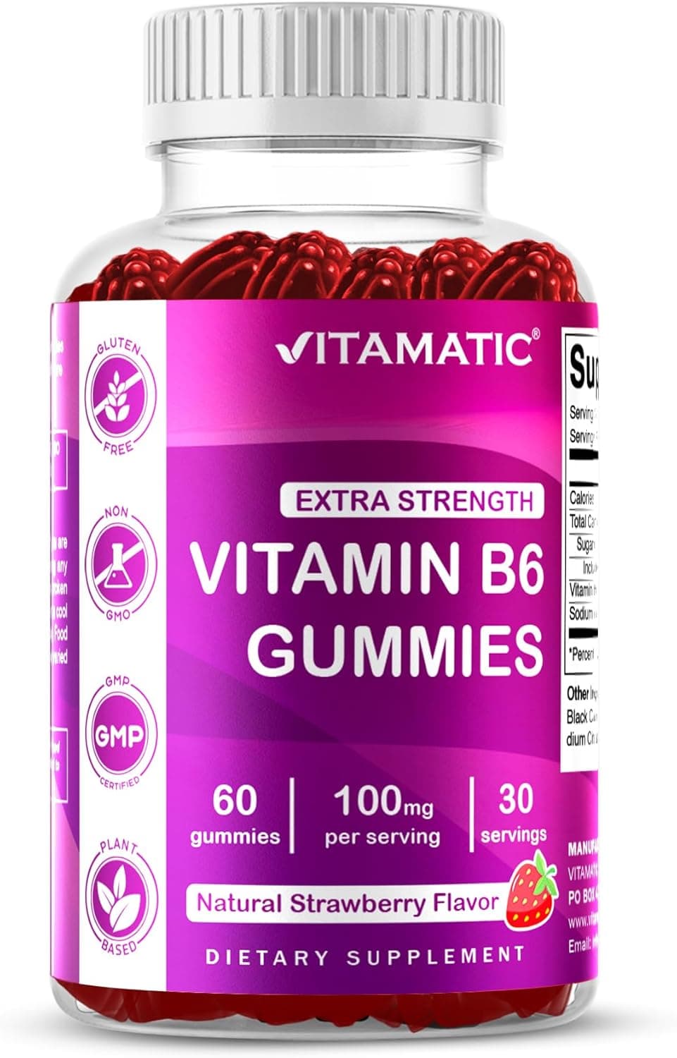 Vitamatic Vitamin B6 100mg - Berry Flavor - 60 Pectin Based…