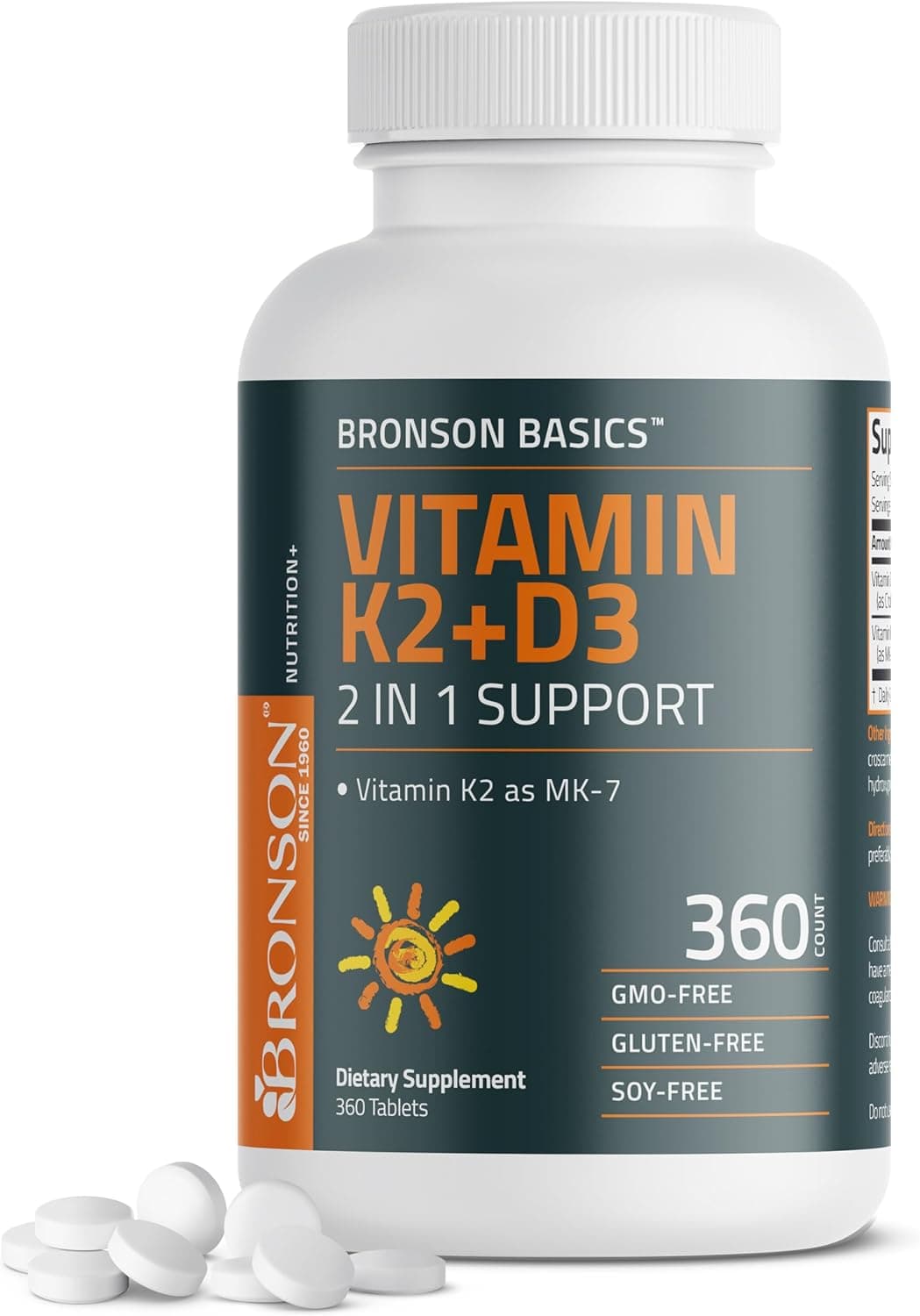 Vitamin K2 D3 (MK7) Supplement Non-GMO Formula Vitamin D3…