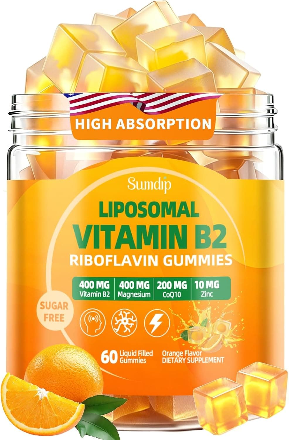 Vitamin B2 Gummies, Liposomal Riboflavin 400mg Supplement…