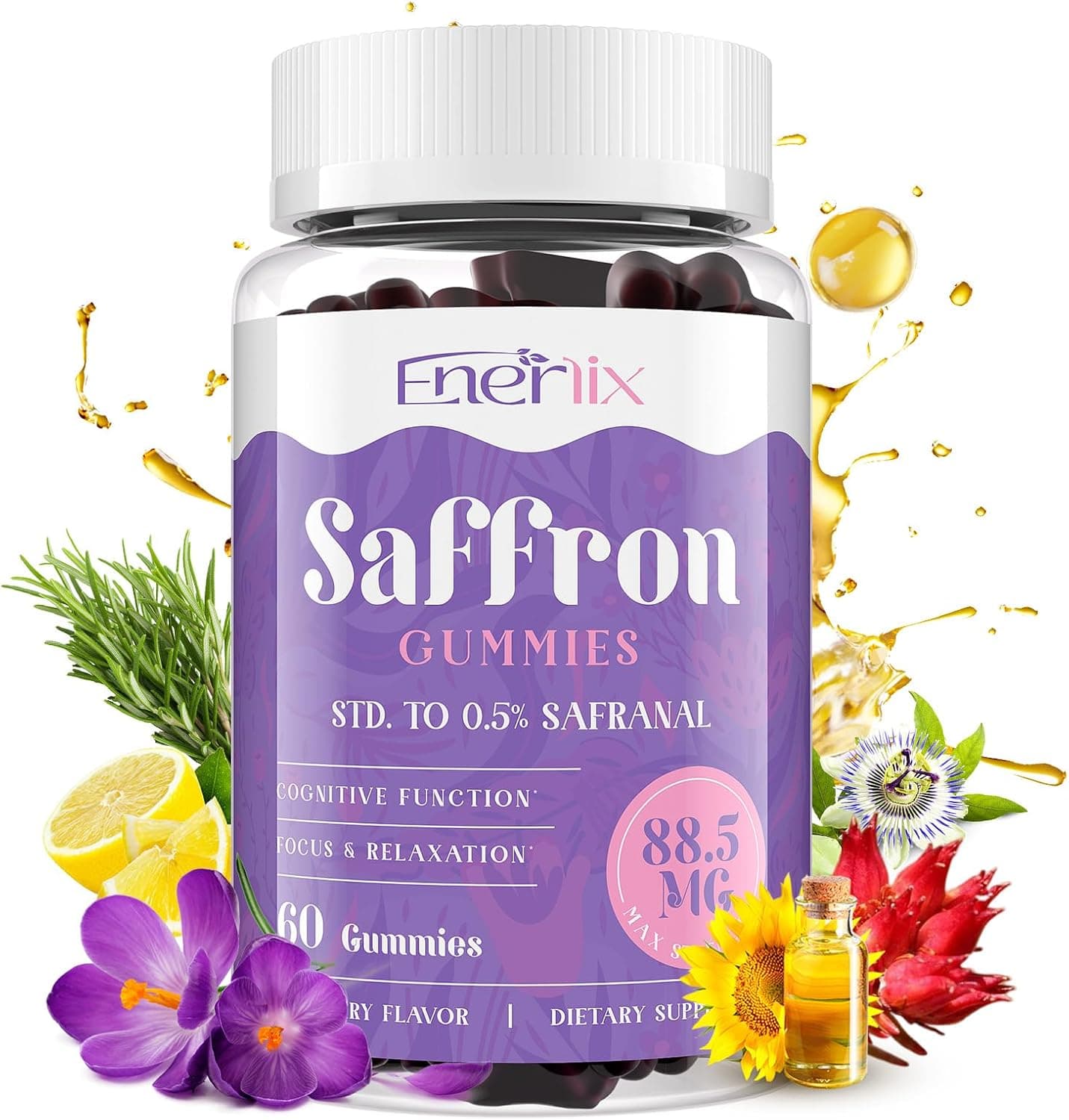 Enerlix Saffron Gummies 88.5 mg with Magnesium