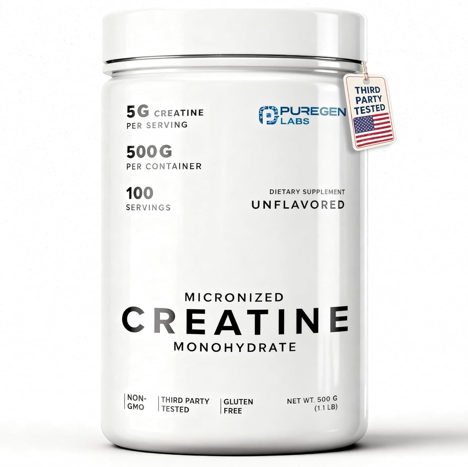 Puregen Labs Micronized Creatine Monohydrate Powder 500g…