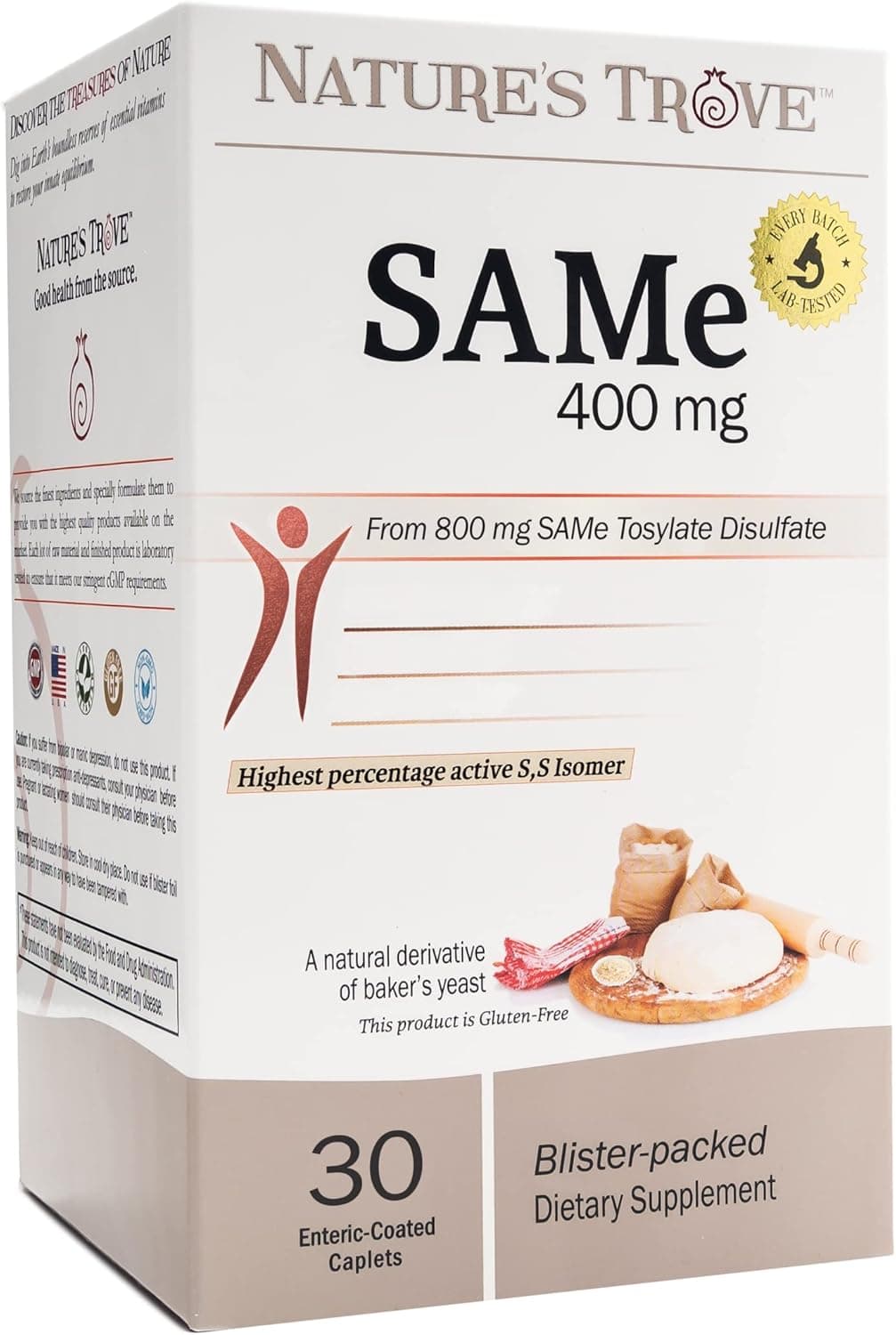 Nature's Trove SAM-e 400mg 30 Enteric Coated Caplets. Vegan