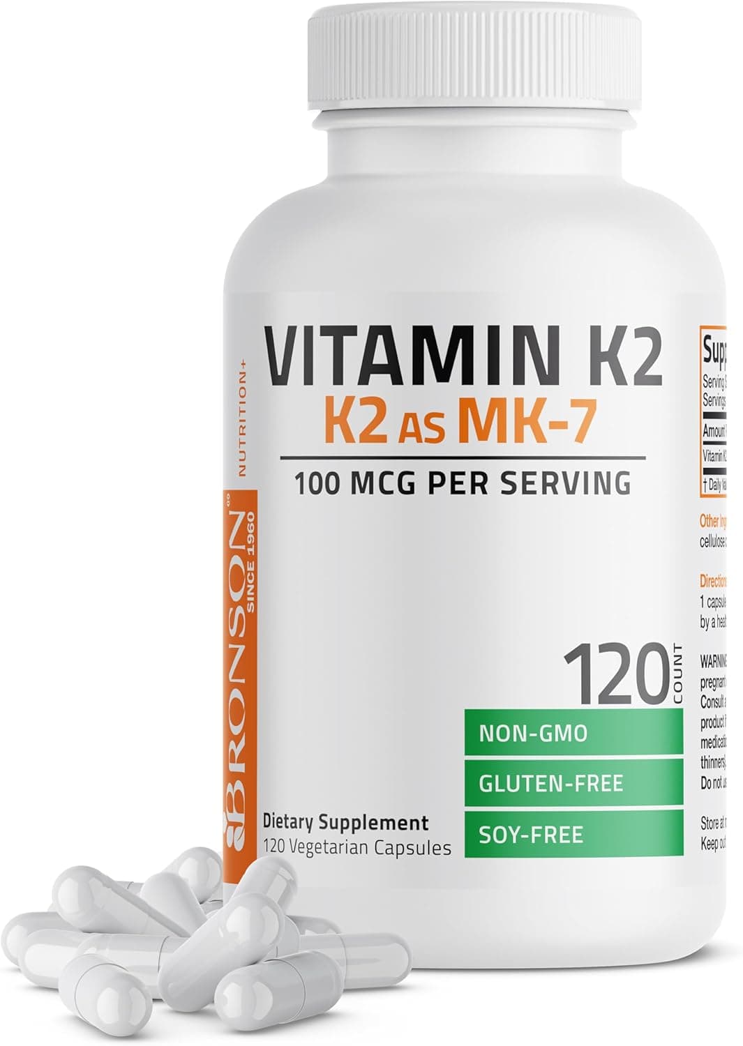Bronson Vitamin K2 as MK-7 Menaquinone 100 mcg Non-GMO